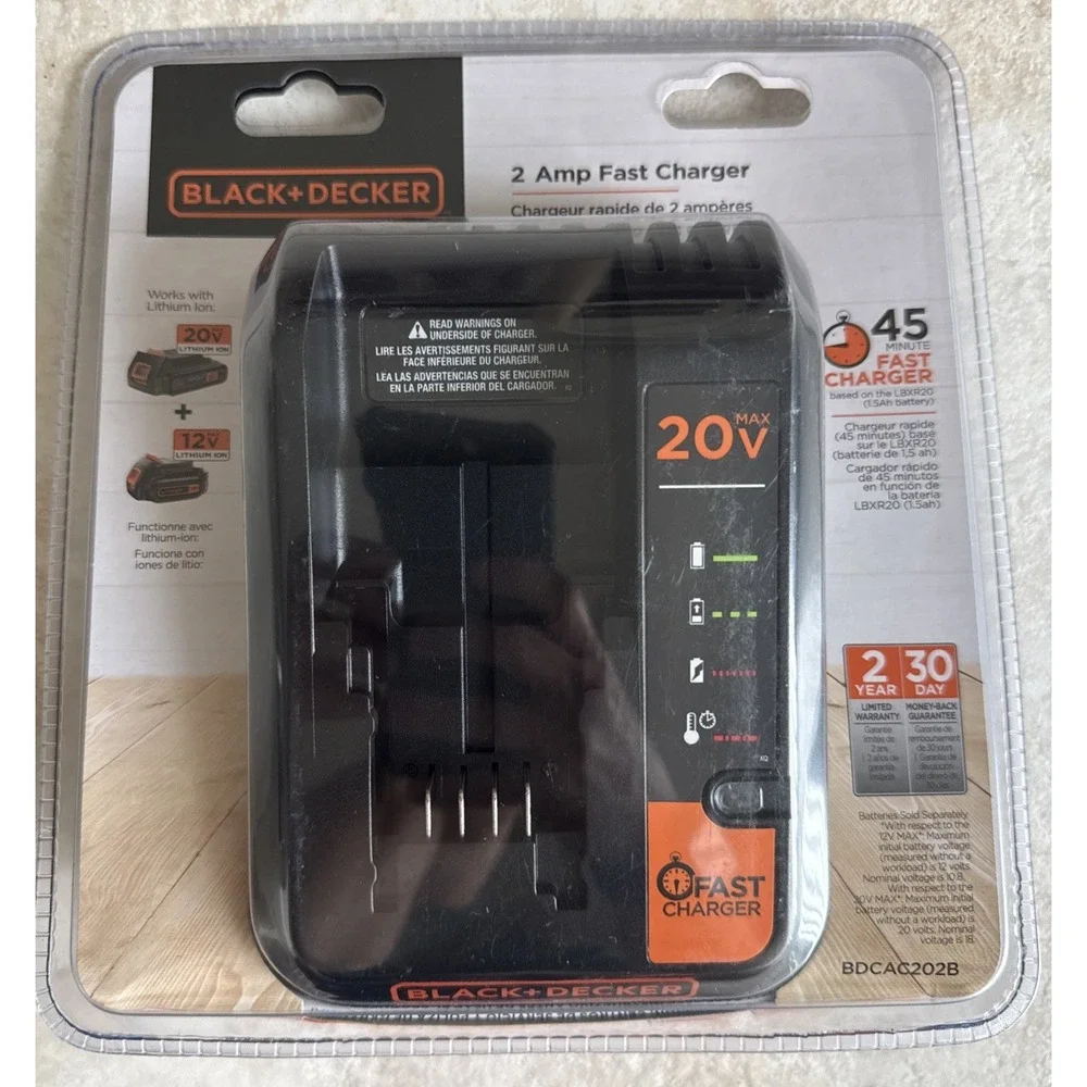 Black + Decker 12V & 20V Max 2 Amp Fast Charger Sealed New